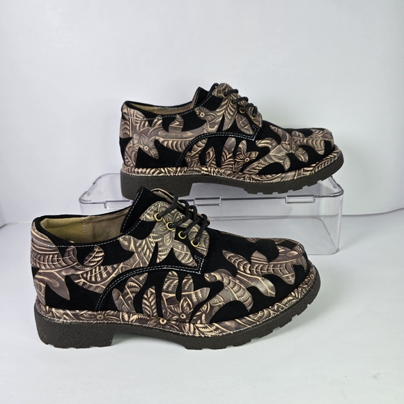 L’Artiste by Spring Step Womens Jigsaw Leather Textile Oxford Shoes Multicolor - Picture 5 of 12